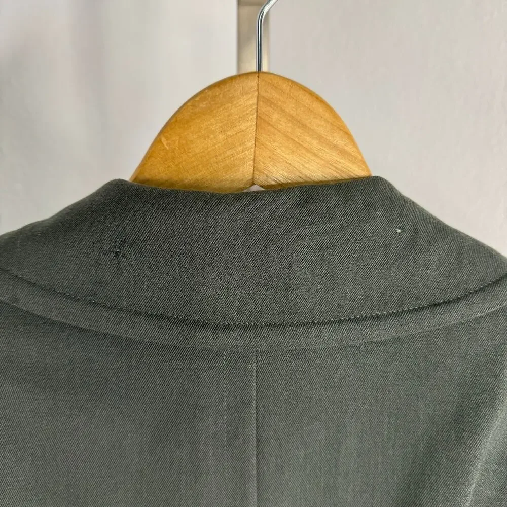 Vintage Military Wool Overcoat Gaberdine Belted Trench Removeable Liner 36L